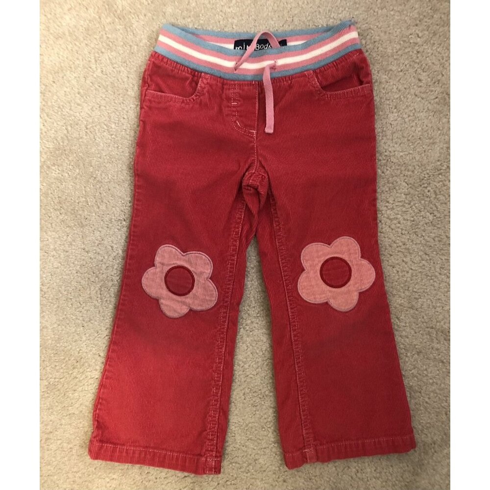 Mini Boden Size 4 Pink Flower Pull On Cords